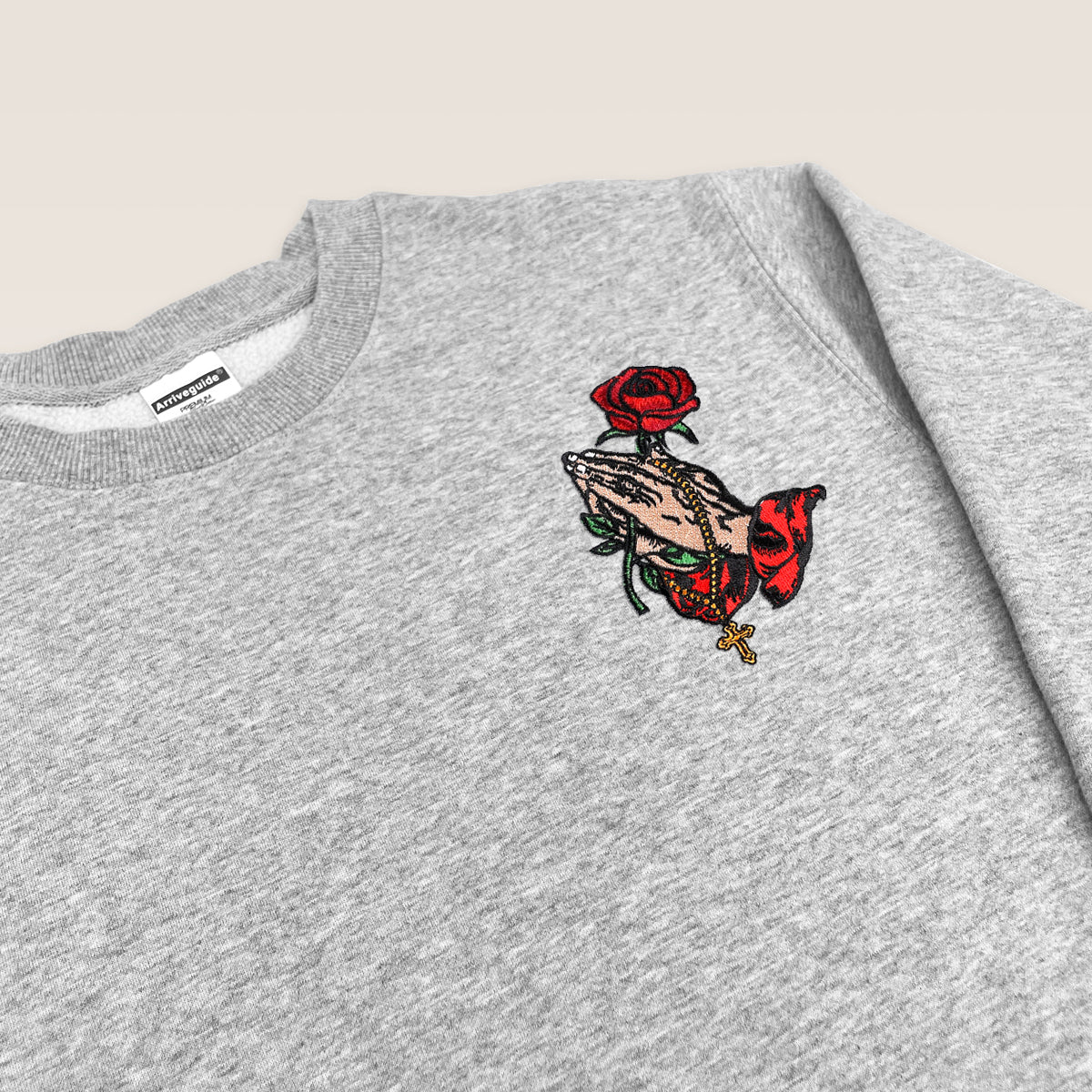 Praying Hands Rose Embroidered Sweatshirts 1748504409144.jpg