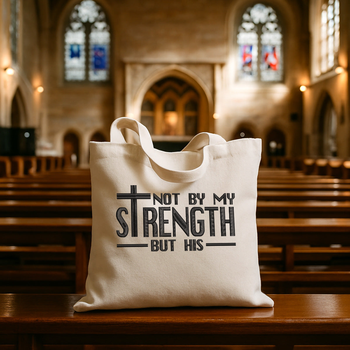 Not By My Strength Embroiderd Tote Bag 1748938711809.jpg