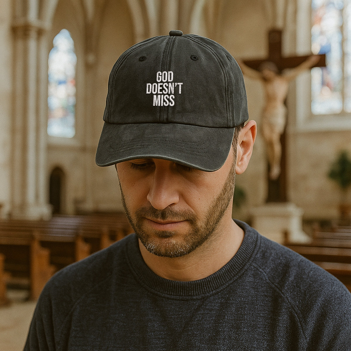 God Doesnt Miss Embroidered Cap 1750148453338.jpg
