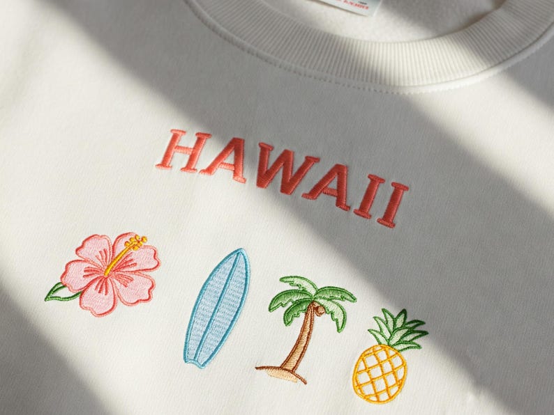 Embroidered Hawaii Crewneck Aloha State Sweatshirt Palm Tree Shirt Honolulu Beach Shirt Cozy Tropical Gift Hawaii Hoodie Vacation Gift 1750318877349.jpg
