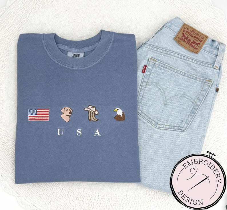 Embroidered Usa Icons Comfort Colors T Shirt   Patriotic Summer Shirt 4th Of July Outfit American Flag Graphic Tee Memorial Day Gift 1752287180210.jpg