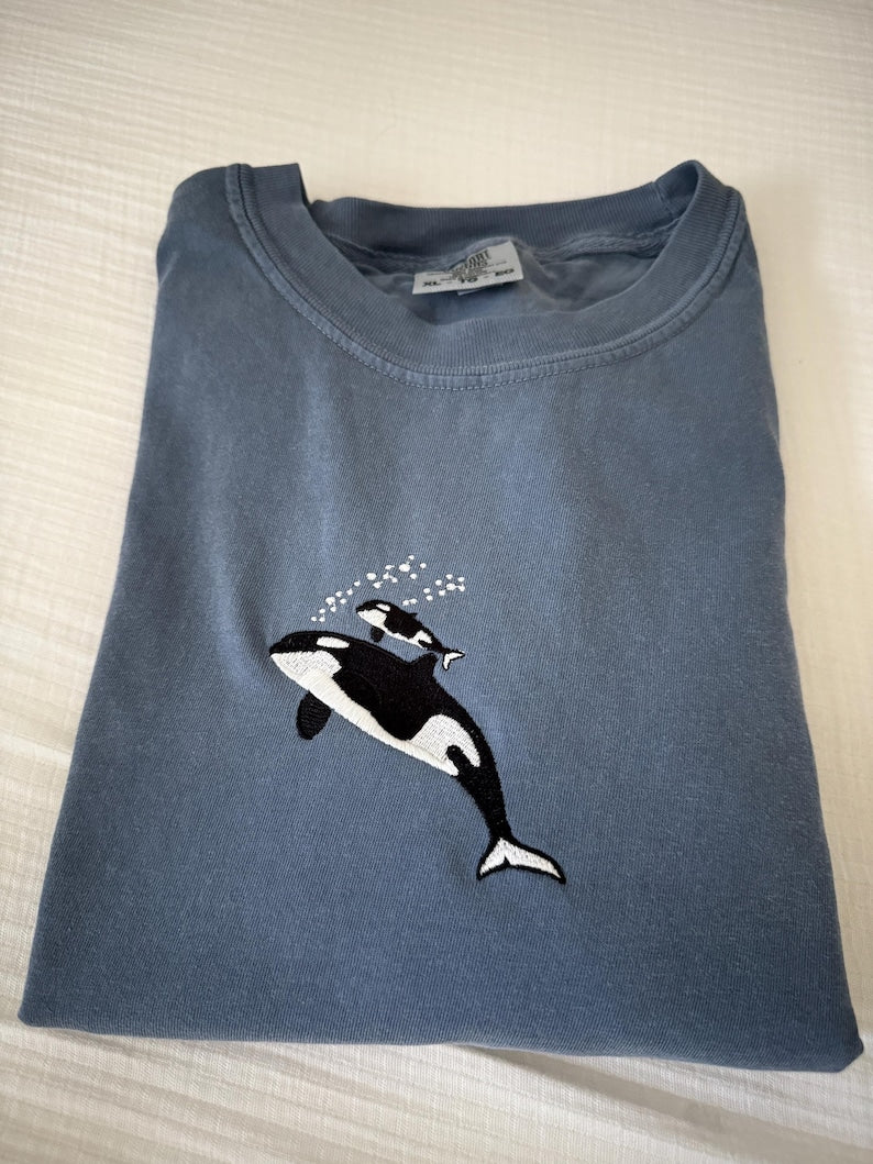 Embroidered Whale Comfort Colors Tee Embroidered Ultra Soft Tee Seal Life Tshirts Marine Biology Shirt 1752481995603.jpg