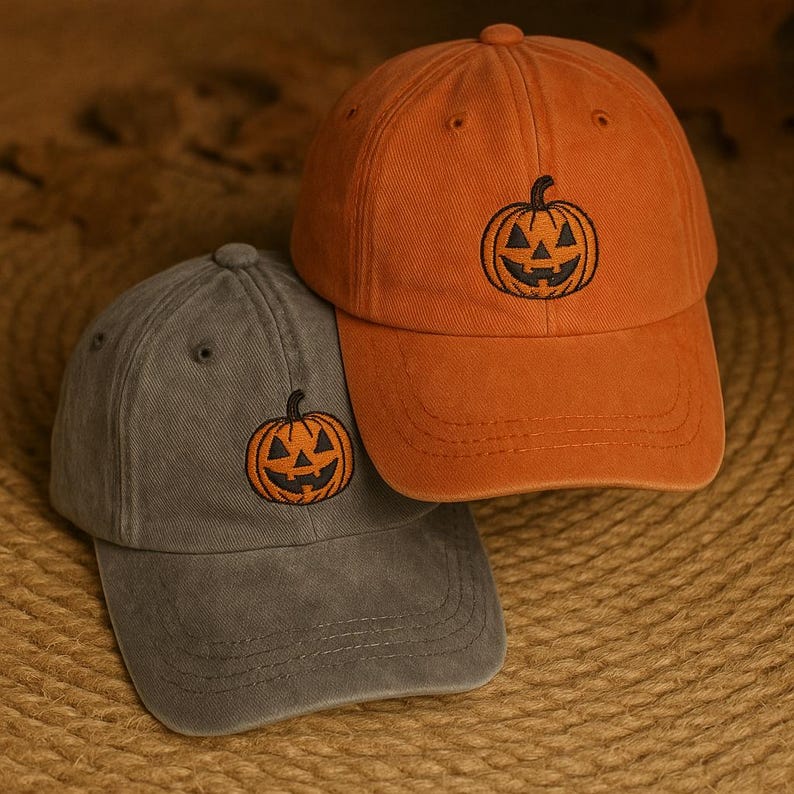 Ghost Pumpkin Embroidered Hat Vintage Halloween Baseball Cap Spooky Season Hat Outdoor Fall Gift Embroidered Ghost Pumpkin Cap 1756094861266.jpg
