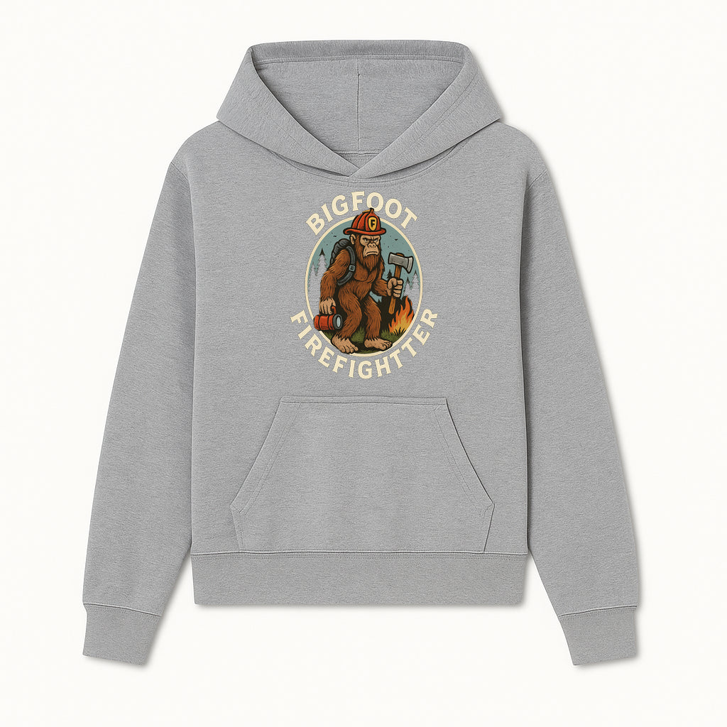 Bigfoot Firefighter T-Shirt | Funny Sasquatch Graphic Tee | Fireman Bigfoot Design | Unique Gift for Firefighters and Nature Lovers - Hoodie 1757912427584.jpg