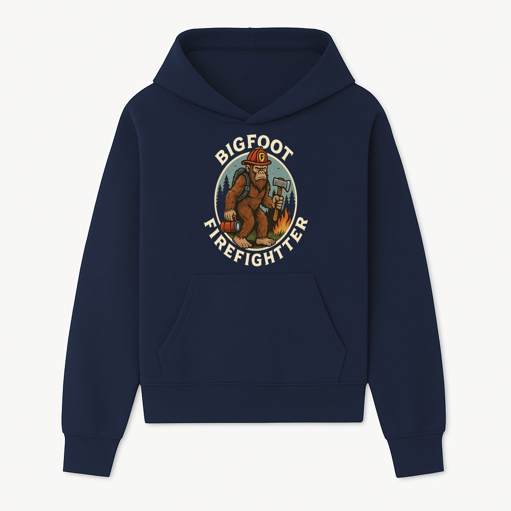 Bigfoot Firefighter T-Shirt | Funny Sasquatch Graphic Tee | Fireman Bigfoot Design | Unique Gift for Firefighters and Nature Lovers - Hoodie 1757912428258.jpg