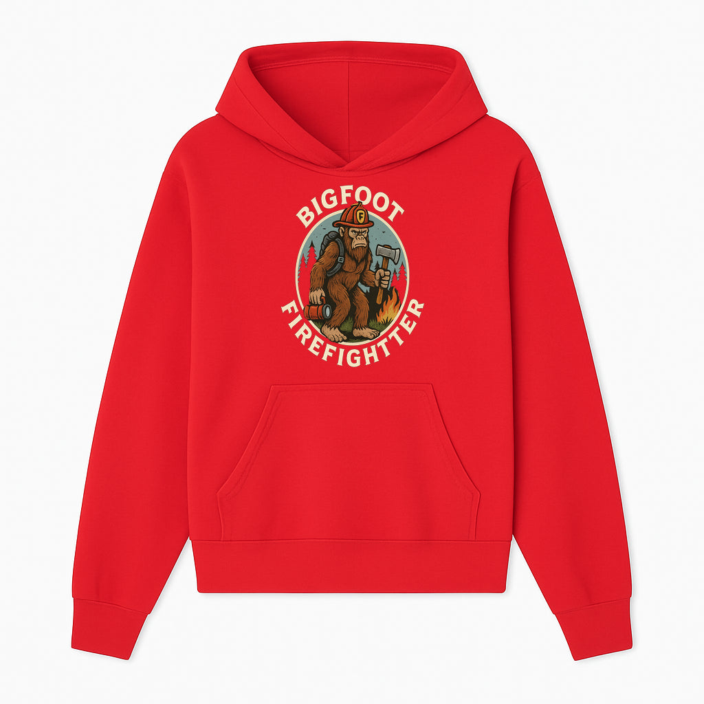 Bigfoot Firefighter T-Shirt | Funny Sasquatch Graphic Tee | Fireman Bigfoot Design | Unique Gift for Firefighters and Nature Lovers - Hoodie 1757912428383.jpg