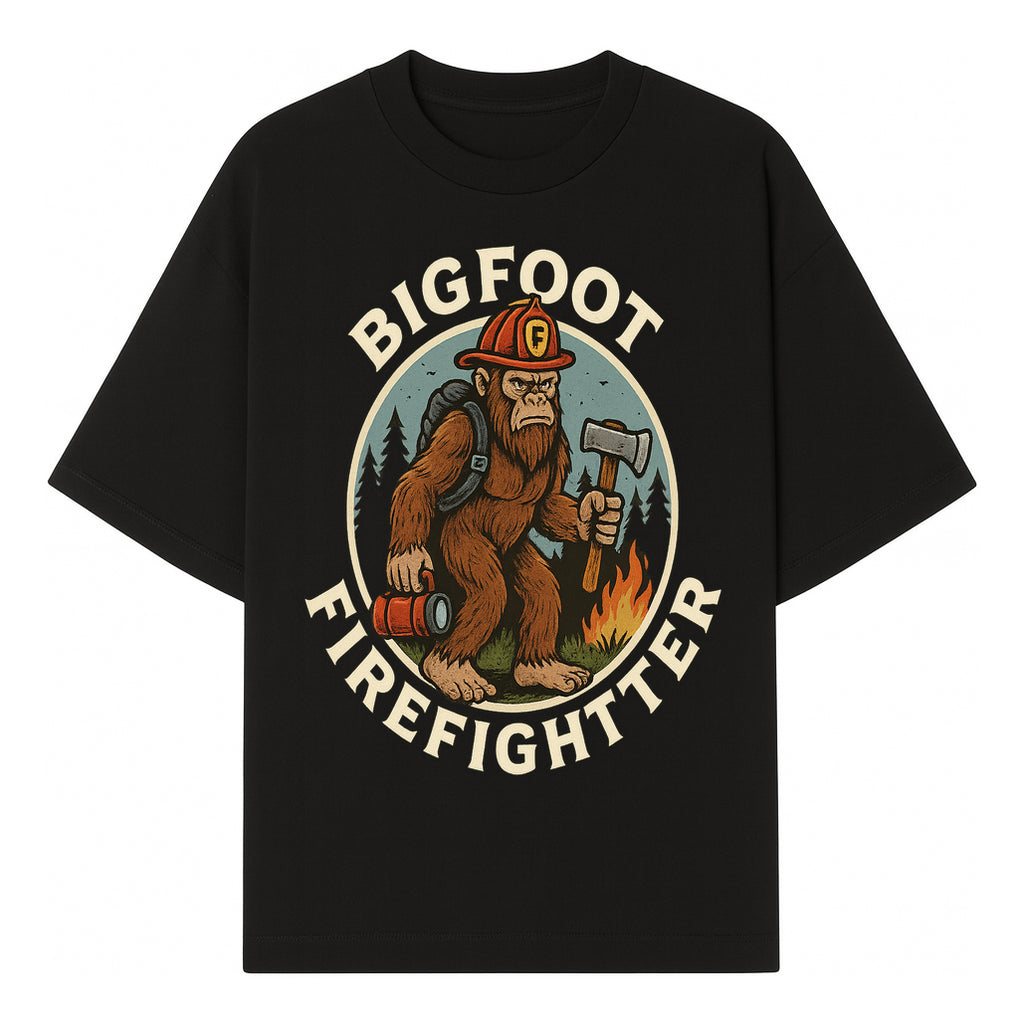 Bigfoot Firefighter T-Shirt | Funny Sasquatch Graphic Tee | Fireman Bigfoot Design | Unique Gift for Firefighters and Nature Lovers - T-shirt 1757912430325.jpg