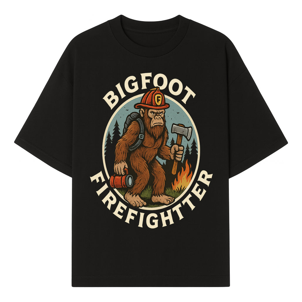 Bigfoot Firefighter T-Shirt | Funny Sasquatch Graphic Tee | Fireman Bigfoot Design | Unique Gift for Firefighters and Nature Lovers - T-shirt 1757912430325.jpg