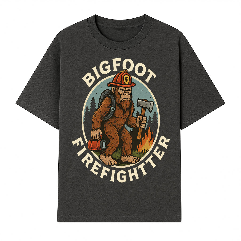 Bigfoot Firefighter T-Shirt | Funny Sasquatch Graphic Tee | Fireman Bigfoot Design | Unique Gift for Firefighters and Nature Lovers - T-shirt 1757912430488.jpg
