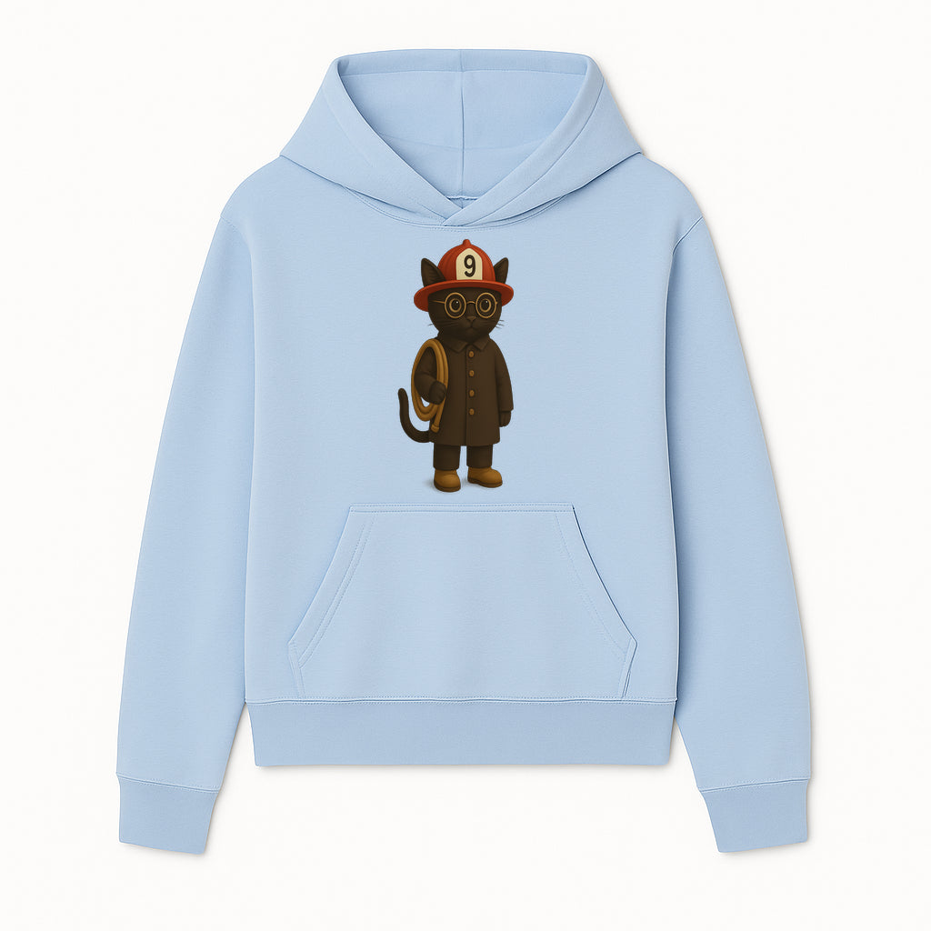 Adorable Firefighter Cat Figurine with Hat and Hose, Cute Home Decor for Cat Lovers, Kids, or Animal Enthusiasts - Hoodie 1757912431555.jpg