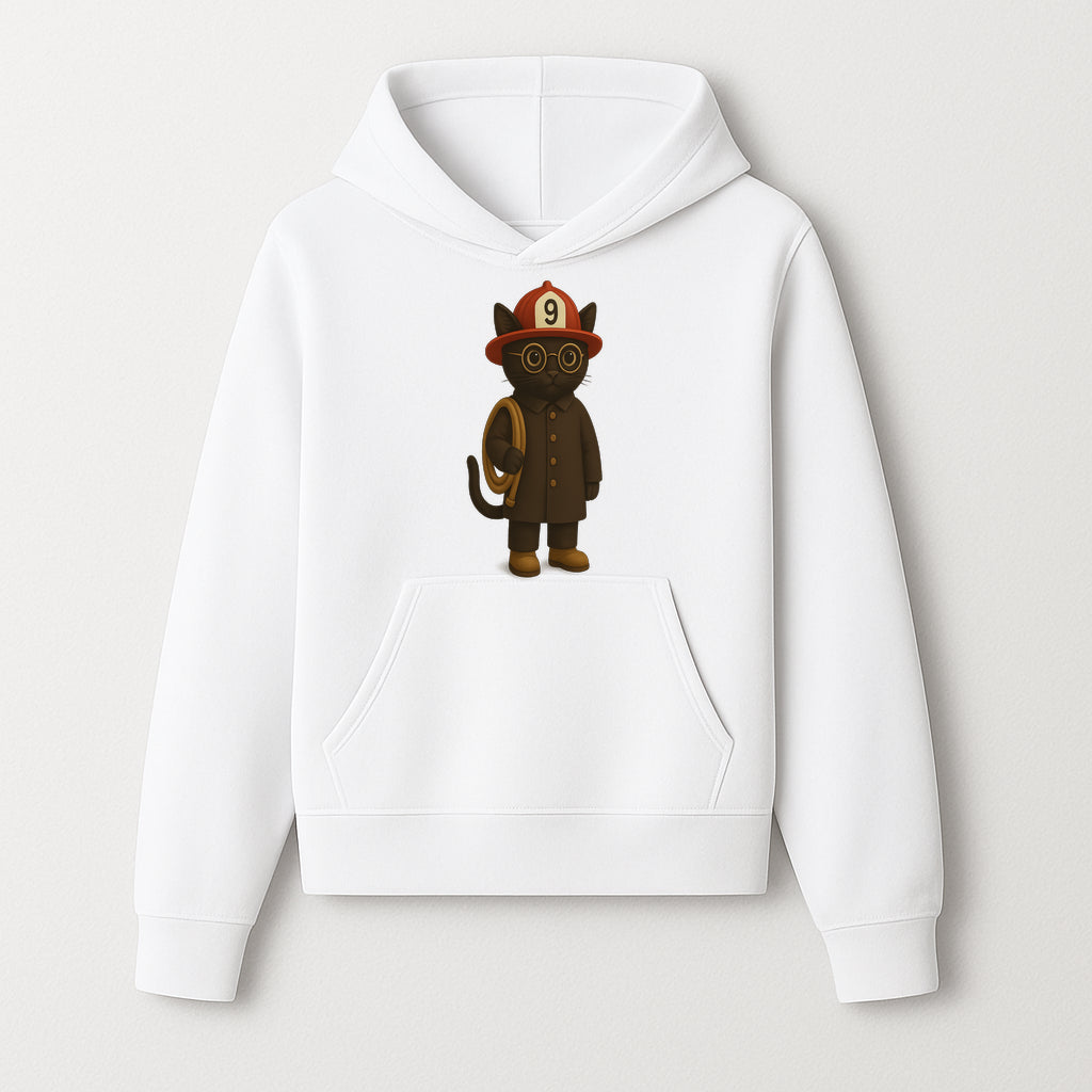 Adorable Firefighter Cat Figurine with Hat and Hose, Cute Home Decor for Cat Lovers, Kids, or Animal Enthusiasts - Hoodie 1757912432579.jpg