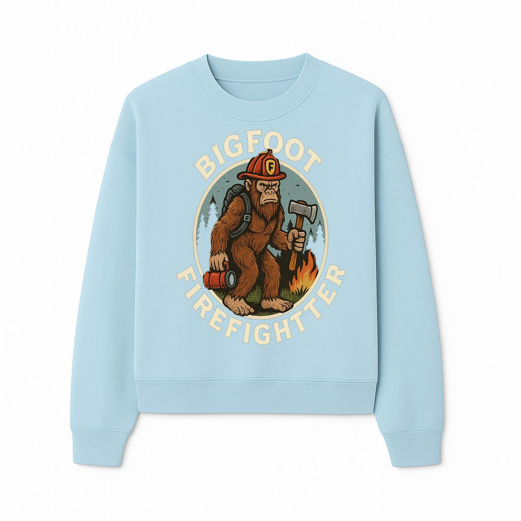 Bigfoot Firefighter T-Shirt | Funny Sasquatch Graphic Tee | Fireman Bigfoot Design | Unique Gift for Firefighters and Nature Lovers - Sweatshirt 1757912434333.jpg