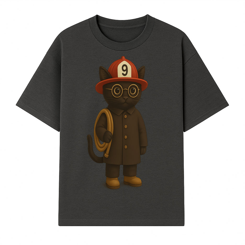 Adorable Firefighter Cat Figurine with Hat and Hose, Cute Home Decor for Cat Lovers, Kids, or Animal Enthusiasts - T-shirt 1757912434338.jpg