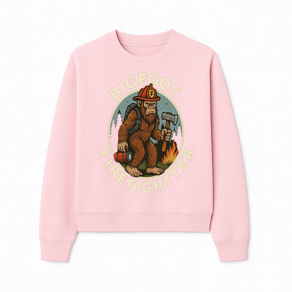 Bigfoot Firefighter T-Shirt | Funny Sasquatch Graphic Tee | Fireman Bigfoot Design | Unique Gift for Firefighters and Nature Lovers - Sweatshirt 1757912434492.jpg
