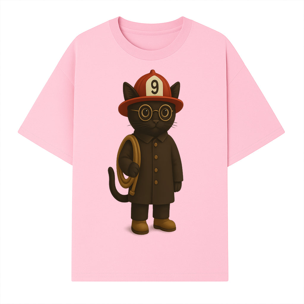 Adorable Firefighter Cat Figurine with Hat and Hose, Cute Home Decor for Cat Lovers, Kids, or Animal Enthusiasts - T-shirt 1757912434996.jpg