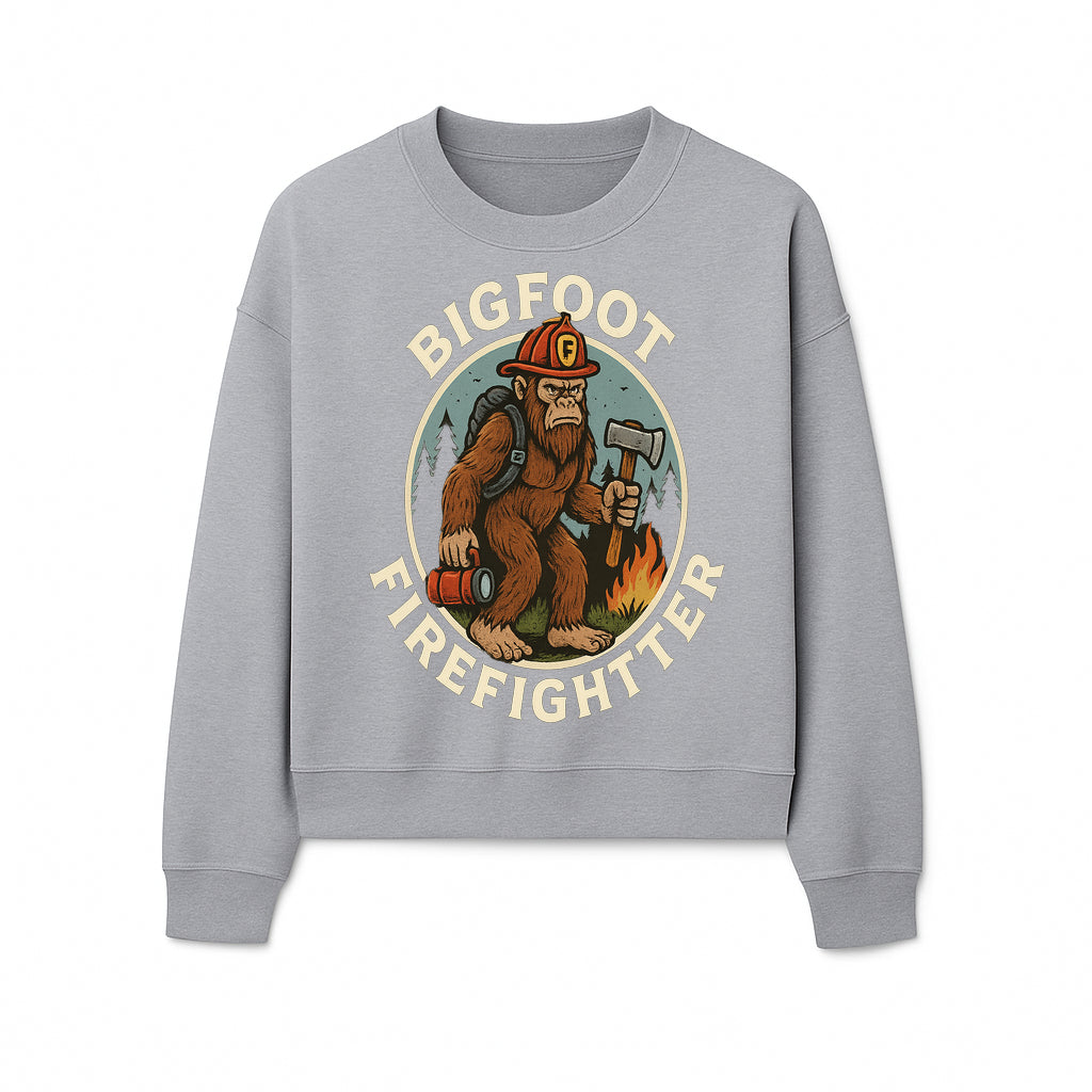 Bigfoot Firefighter T-Shirt | Funny Sasquatch Graphic Tee | Fireman Bigfoot Design | Unique Gift for Firefighters and Nature Lovers - Sweatshirt 1757912435138.jpg