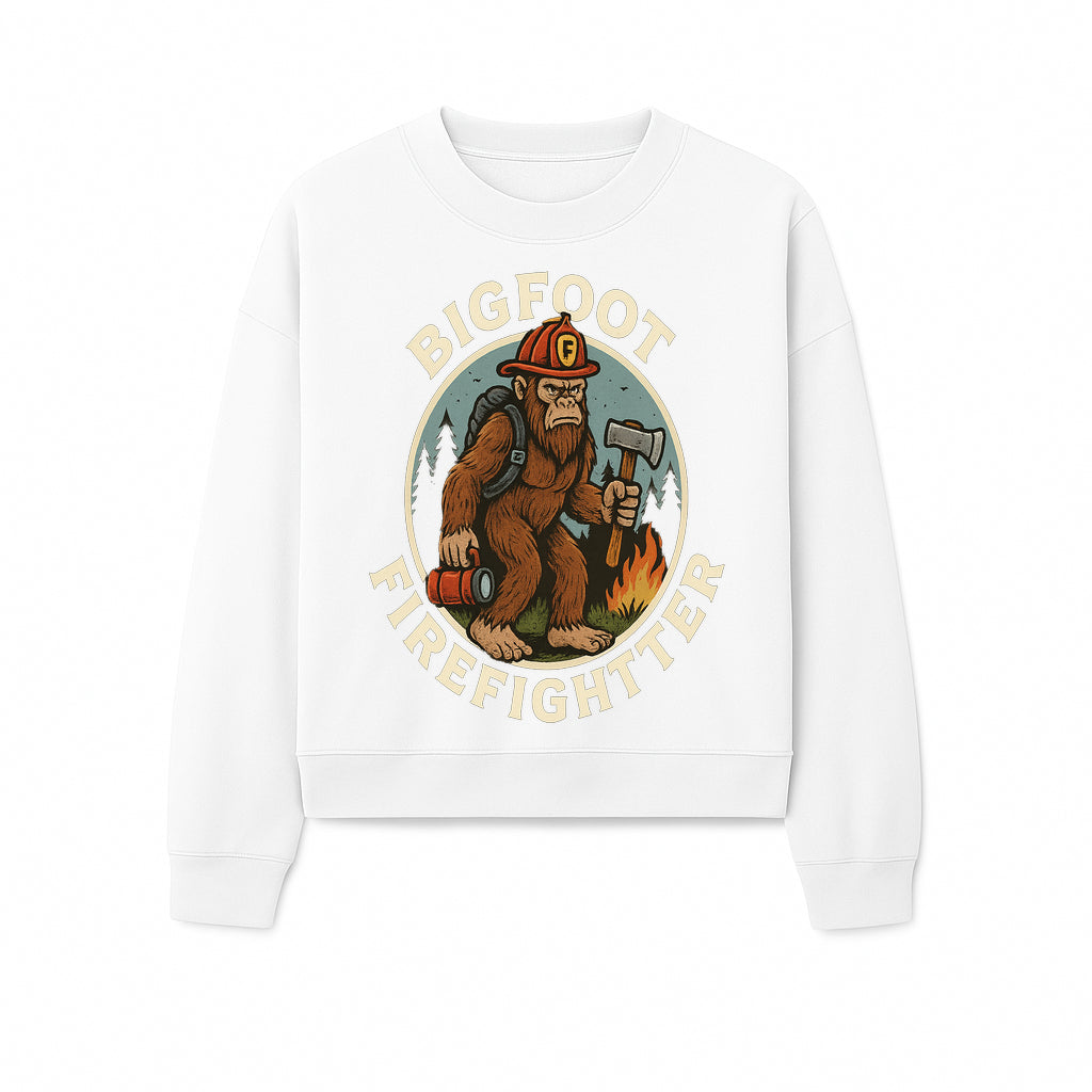 Bigfoot Firefighter T-Shirt | Funny Sasquatch Graphic Tee | Fireman Bigfoot Design | Unique Gift for Firefighters and Nature Lovers - Sweatshirt 1757912435274.jpg
