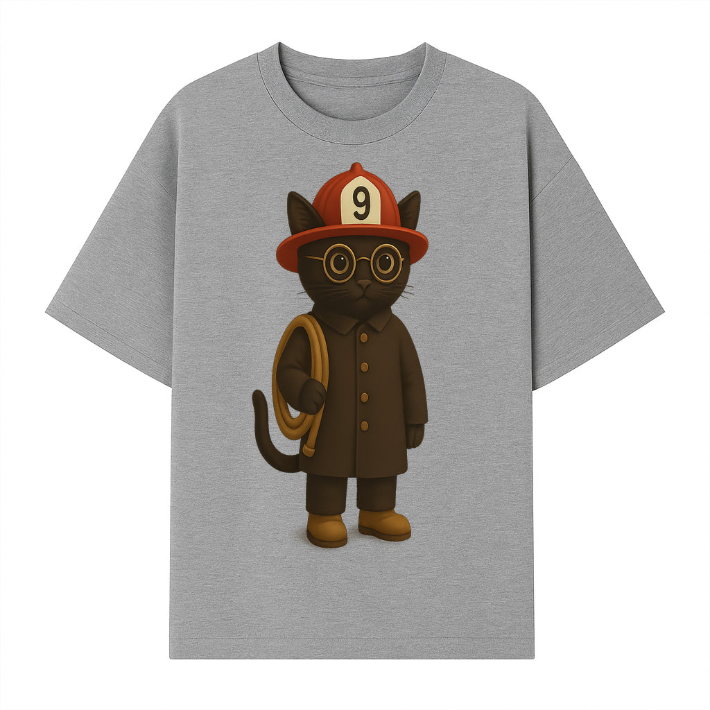 Adorable Firefighter Cat Figurine with Hat and Hose, Cute Home Decor for Cat Lovers, Kids, or Animal Enthusiasts - T-shirt 1757912435584.jpg