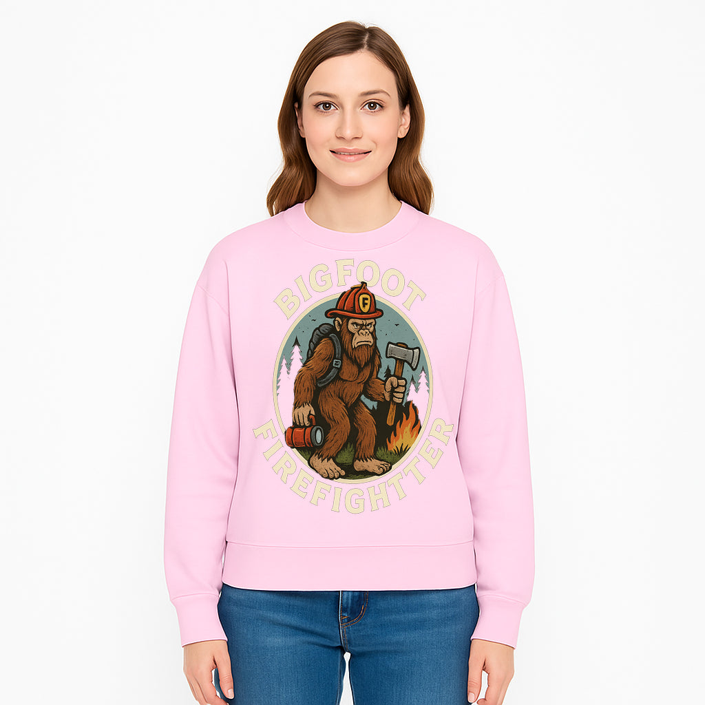 Bigfoot Firefighter T-Shirt | Funny Sasquatch Graphic Tee | Fireman Bigfoot Design | Unique Gift for Firefighters and Nature Lovers - Sweatshirt 1757912436559.jpg