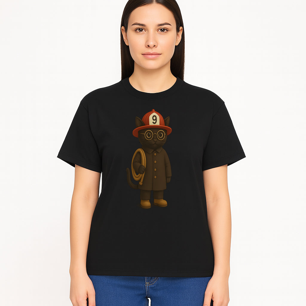 Adorable Firefighter Cat Figurine with Hat and Hose, Cute Home Decor for Cat Lovers, Kids, or Animal Enthusiasts - T-shirt 1757912437063.jpg