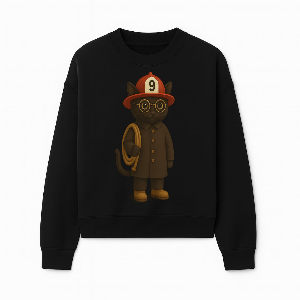 Adorable Firefighter Cat Figurine with Hat and Hose, Cute Home Decor for Cat Lovers, Kids, or Animal Enthusiasts - Sweatshirt 1757912437353.jpg