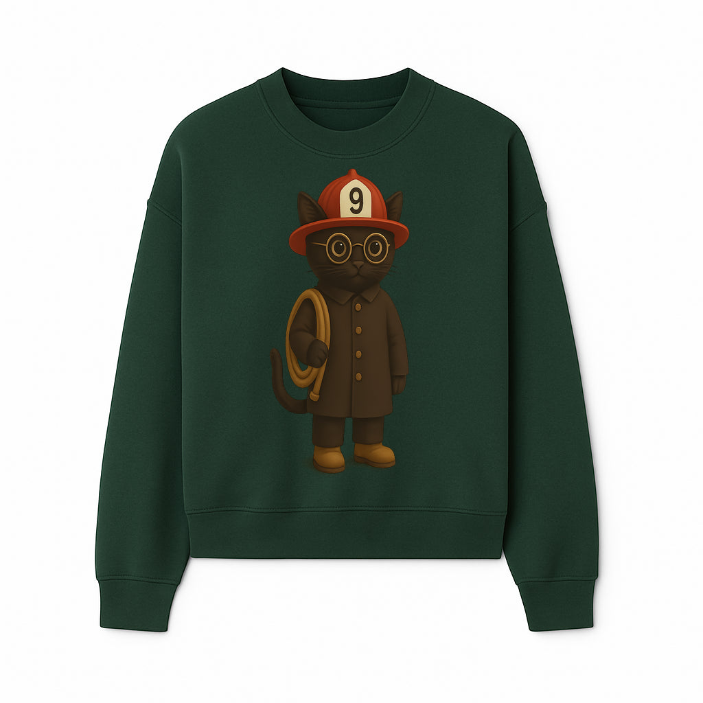 Adorable Firefighter Cat Figurine with Hat and Hose, Cute Home Decor for Cat Lovers, Kids, or Animal Enthusiasts - Sweatshirt 1757912437749.jpg
