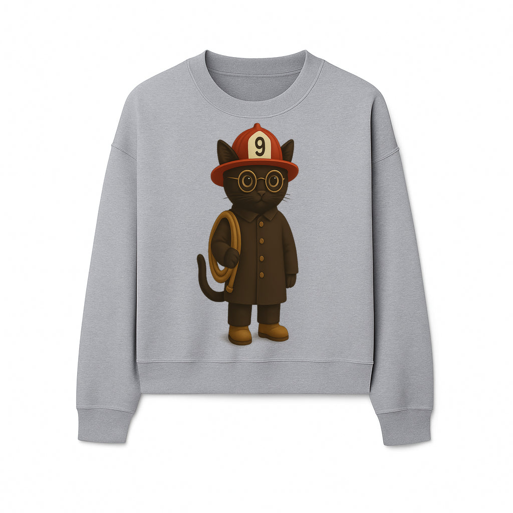 Adorable Firefighter Cat Figurine with Hat and Hose, Cute Home Decor for Cat Lovers, Kids, or Animal Enthusiasts - Sweatshirt 1757912438851.jpg