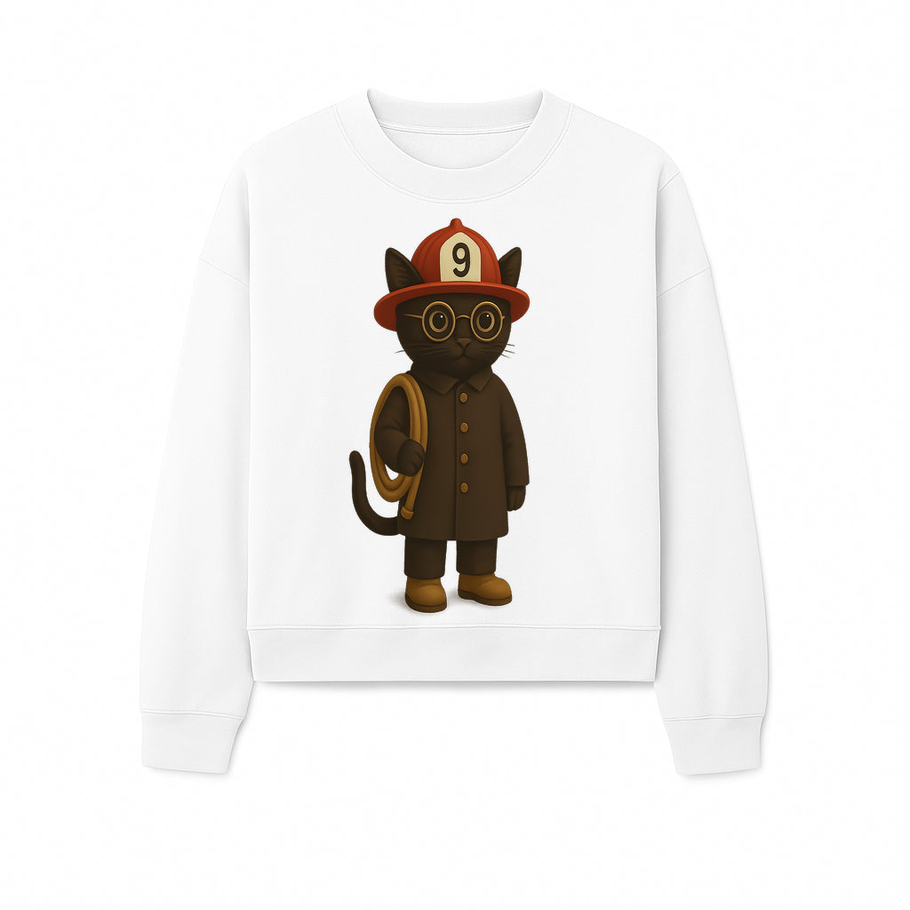 Adorable Firefighter Cat Figurine with Hat and Hose, Cute Home Decor for Cat Lovers, Kids, or Animal Enthusiasts - Sweatshirt 1757912438996.jpg