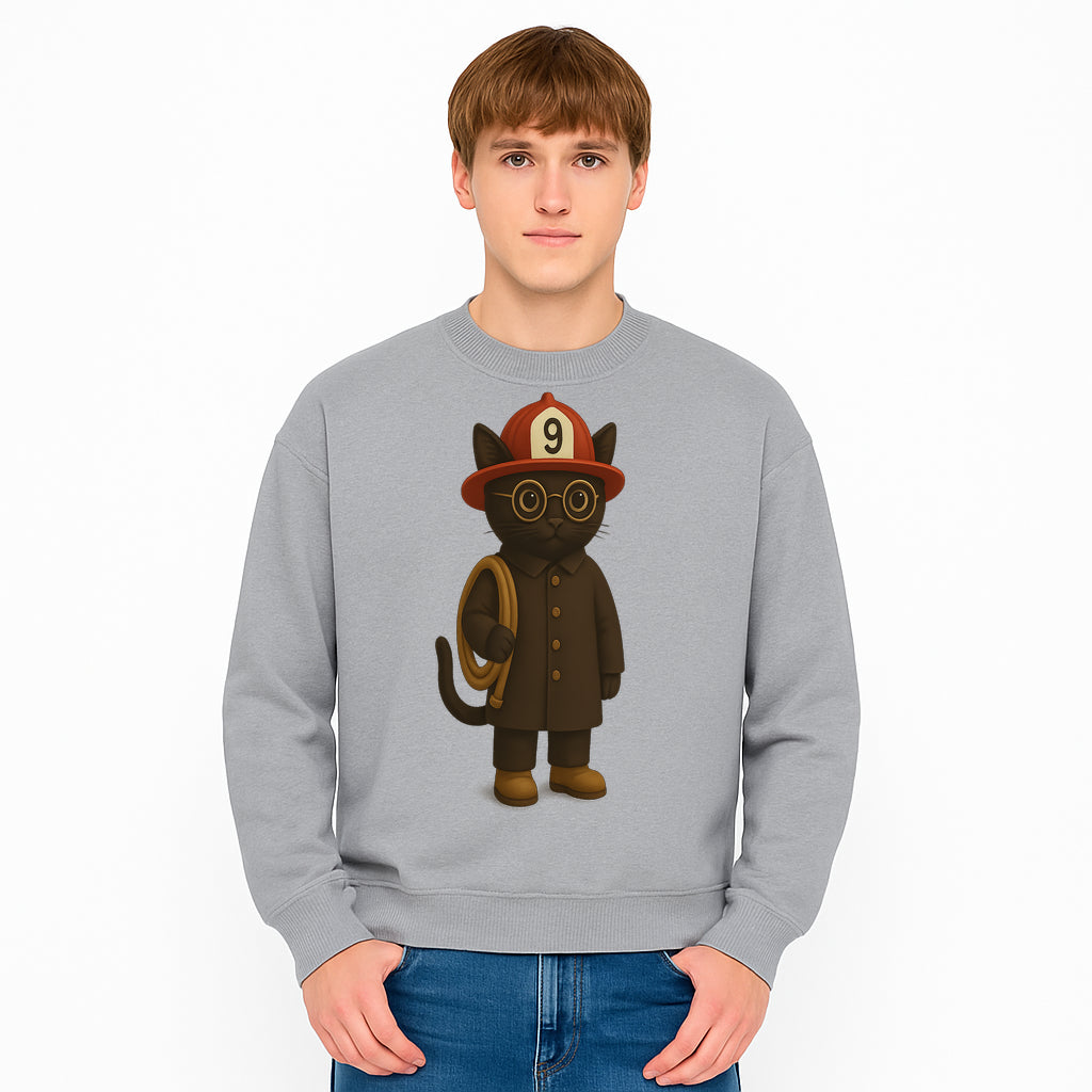 Adorable Firefighter Cat Figurine with Hat and Hose, Cute Home Decor for Cat Lovers, Kids, or Animal Enthusiasts - Sweatshirt 1757912440150.jpg