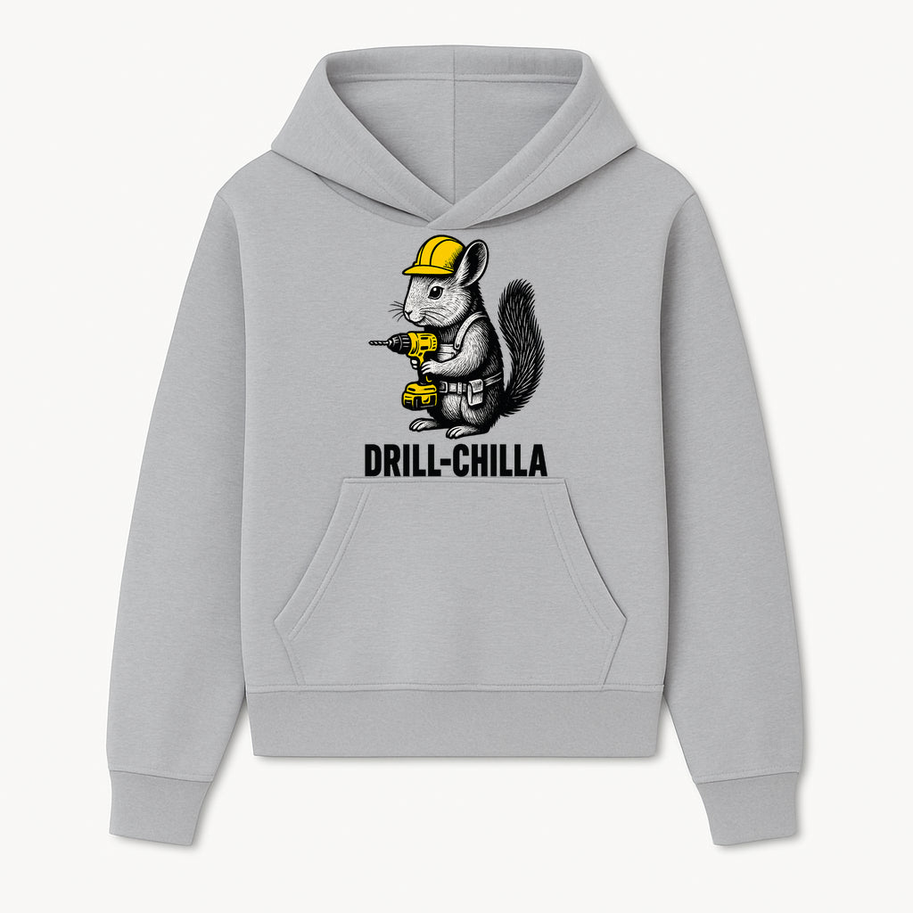 Charming Drill-Chilla Squirrel Graphic Tee | Funny Construction Worker Rodent Design | Cool Animal Pun Apparel - Hoodie 1757918429256.jpg