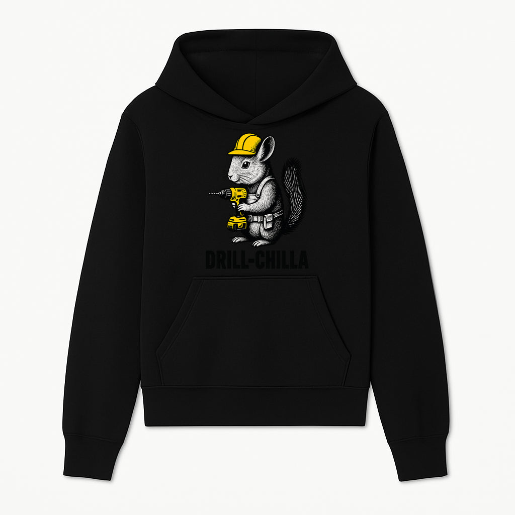 Charming Drill-Chilla Squirrel Graphic Tee | Funny Construction Worker Rodent Design | Cool Animal Pun Apparel - Hoodie 1757918429388.jpg
