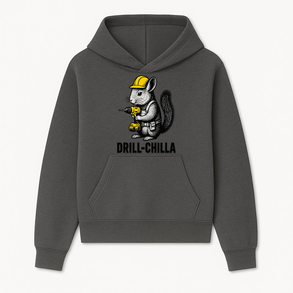 Charming Drill-Chilla Squirrel Graphic Tee | Funny Construction Worker Rodent Design | Cool Animal Pun Apparel - Hoodie 1757918429506.jpg
