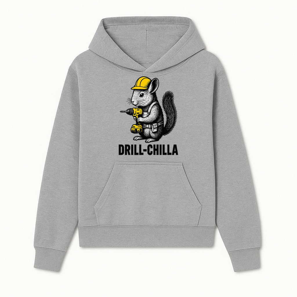 Charming Drill-Chilla Squirrel Graphic Tee | Funny Construction Worker Rodent Design | Cool Animal Pun Apparel - Hoodie 1757918429826.jpg