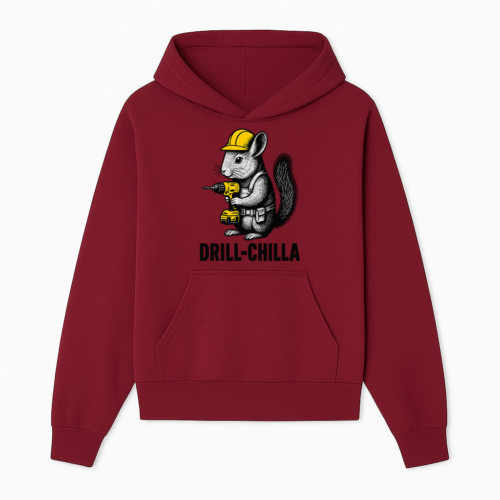 Charming Drill-Chilla Squirrel Graphic Tee | Funny Construction Worker Rodent Design | Cool Animal Pun Apparel - Hoodie 1757918430302.jpg