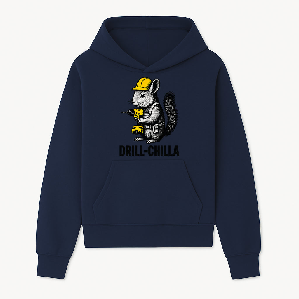 Charming Drill-Chilla Squirrel Graphic Tee | Funny Construction Worker Rodent Design | Cool Animal Pun Apparel - Hoodie 1757918430449.jpg