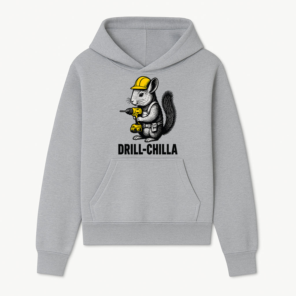Charming Drill-Chilla Squirrel Graphic Tee | Funny Construction Worker Rodent Design | Cool Animal Pun Apparel - Hoodie 1757918430703.jpg