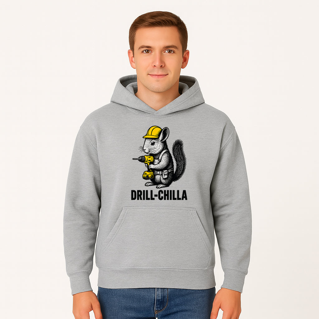 Charming Drill-Chilla Squirrel Graphic Tee | Funny Construction Worker Rodent Design | Cool Animal Pun Apparel - Hoodie 1757918432040.jpg