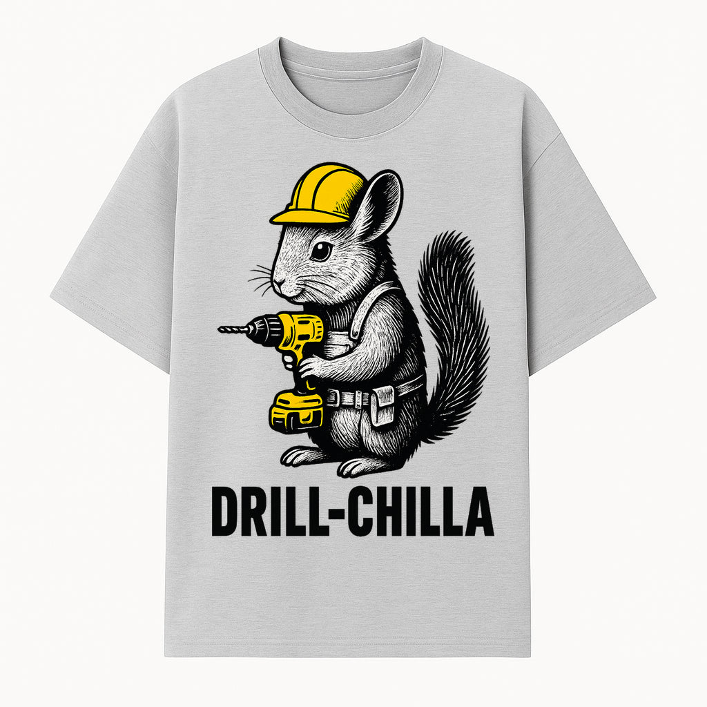 Charming Drill-Chilla Squirrel Graphic Tee | Funny Construction Worker Rodent Design | Cool Animal Pun Apparel - T-shirt 1757918432365.jpg