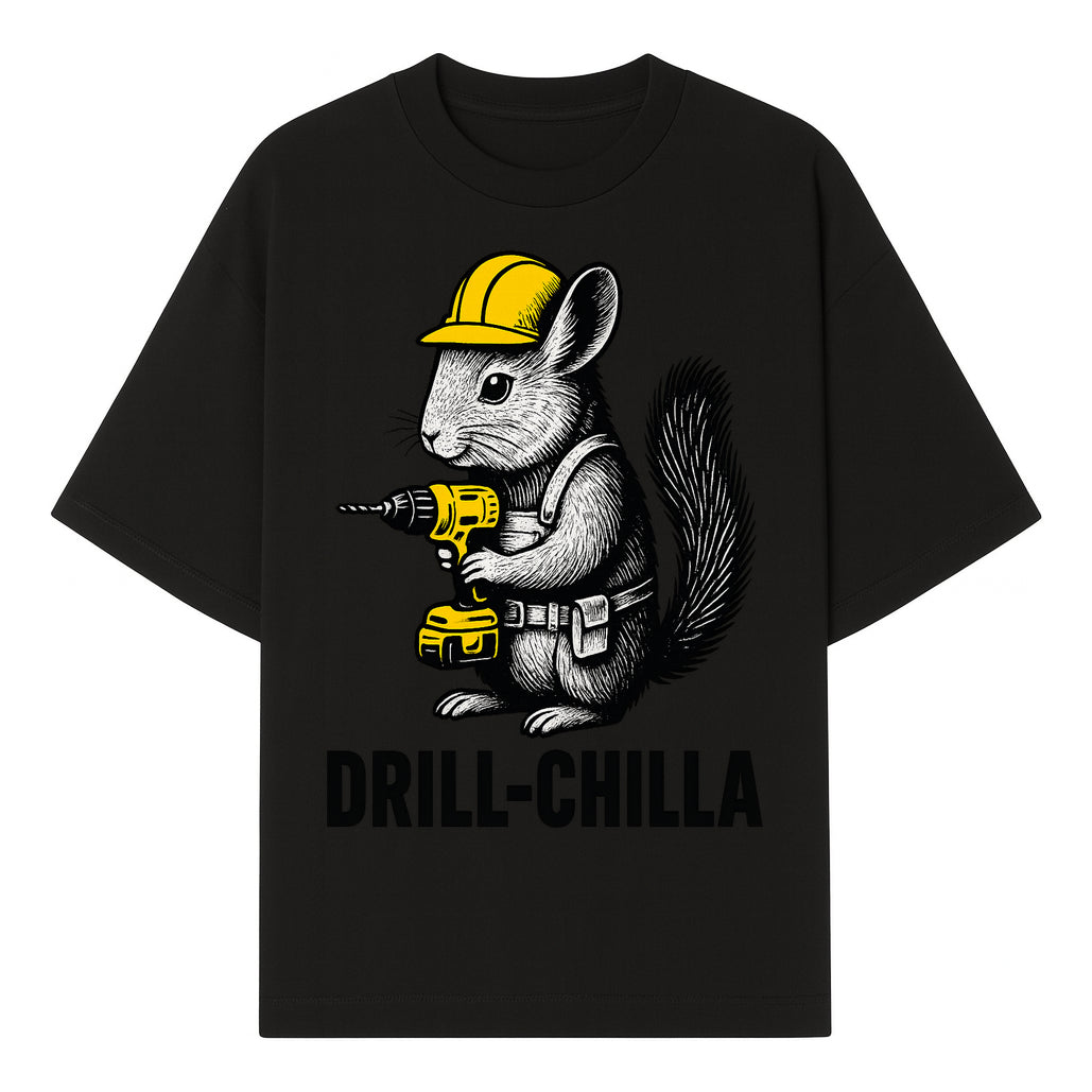 Charming Drill-Chilla Squirrel Graphic Tee | Funny Construction Worker Rodent Design | Cool Animal Pun Apparel - T-shirt 1757918432533.jpg