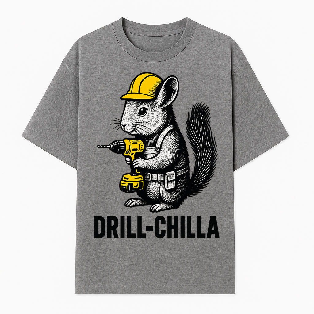 Charming Drill-Chilla Squirrel Graphic Tee | Funny Construction Worker Rodent Design | Cool Animal Pun Apparel - T-shirt 1757918432956.jpg