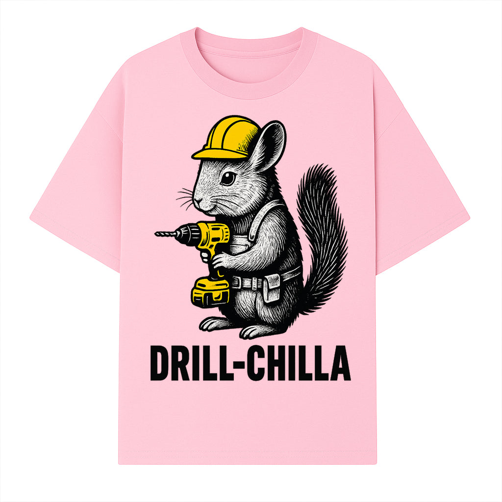 Charming Drill-Chilla Squirrel Graphic Tee | Funny Construction Worker Rodent Design | Cool Animal Pun Apparel - T-shirt 1757918433302.jpg