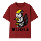 Charming Drill-Chilla Squirrel Graphic Tee | Funny Construction Worker Rodent Design | Cool Animal Pun Apparel - T-shirt 1757918433518.jpg
