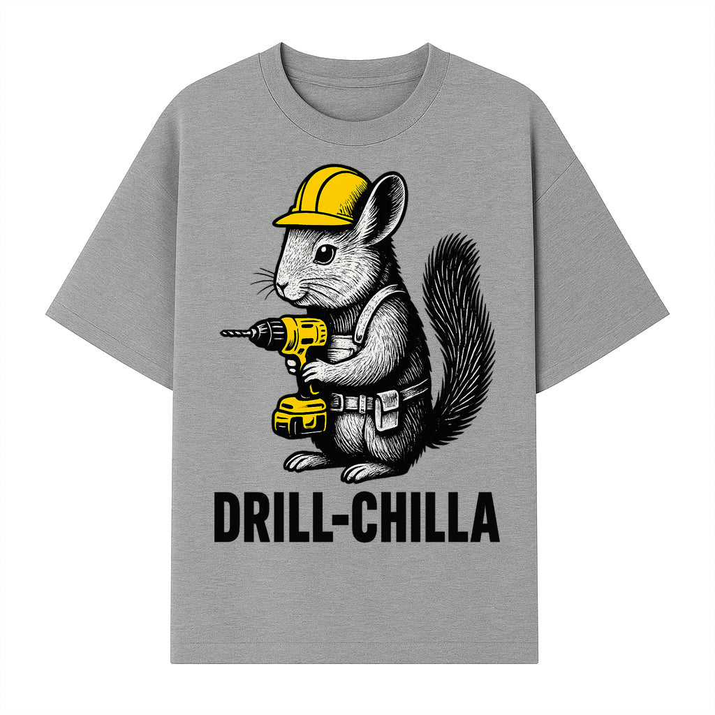 Charming Drill-Chilla Squirrel Graphic Tee | Funny Construction Worker Rodent Design | Cool Animal Pun Apparel - T-shirt 1757918433993.jpg