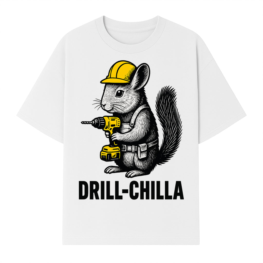 Charming Drill-Chilla Squirrel Graphic Tee | Funny Construction Worker Rodent Design | Cool Animal Pun Apparel - T-shirt 1757918434144.jpg