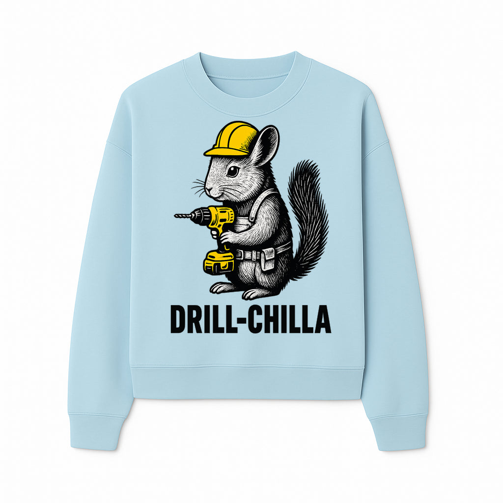 Charming Drill-Chilla Squirrel Graphic Tee | Funny Construction Worker Rodent Design | Cool Animal Pun Apparel - Sweatshirt 1757918436439.jpg