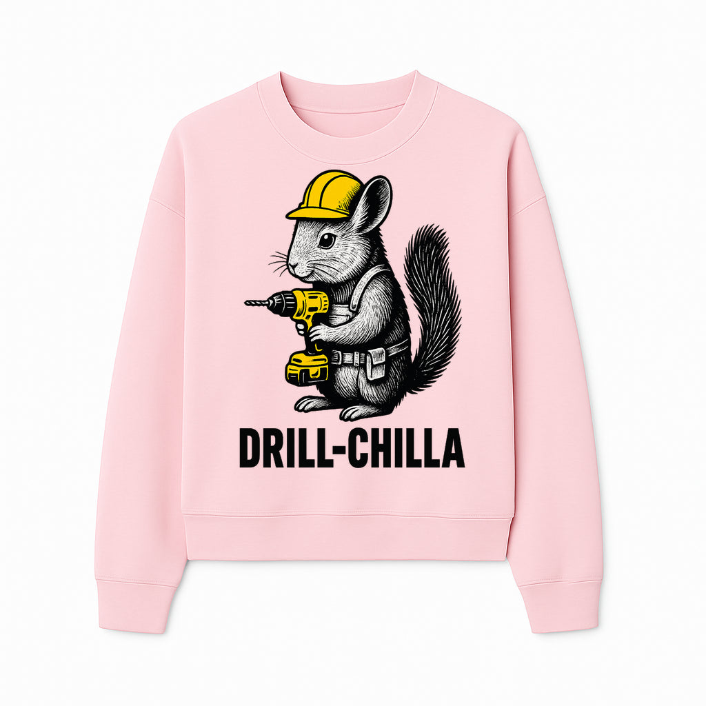 Charming Drill-Chilla Squirrel Graphic Tee | Funny Construction Worker Rodent Design | Cool Animal Pun Apparel - Sweatshirt 1757918436586.jpg