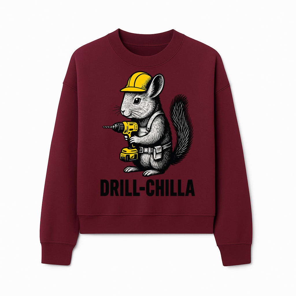 Charming Drill-Chilla Squirrel Graphic Tee | Funny Construction Worker Rodent Design | Cool Animal Pun Apparel - Sweatshirt 1757918436749.jpg