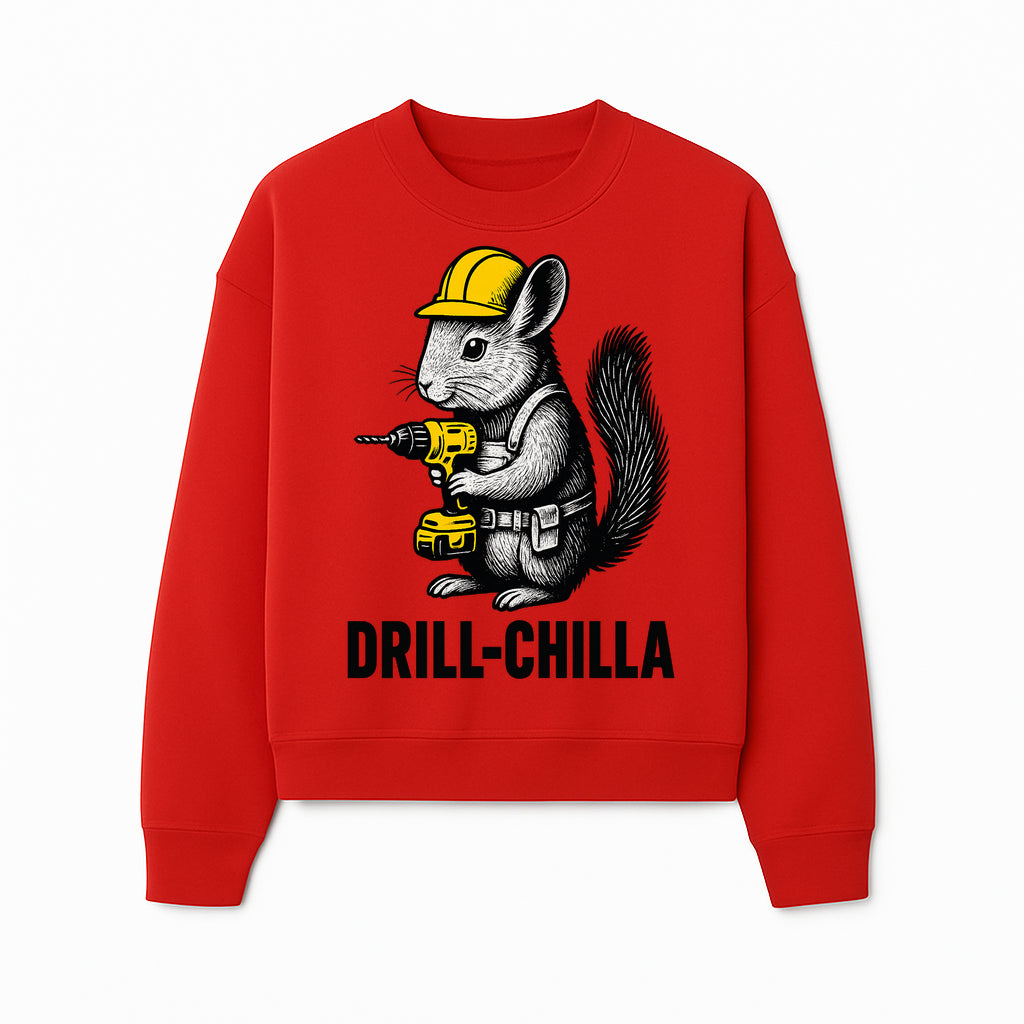 Charming Drill-Chilla Squirrel Graphic Tee | Funny Construction Worker Rodent Design | Cool Animal Pun Apparel - Sweatshirt 1757918437043.jpg