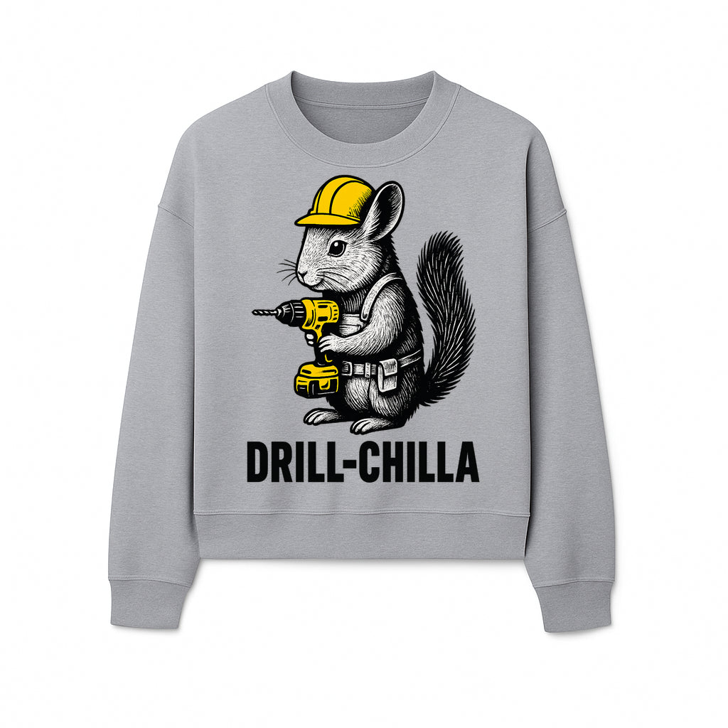 Charming Drill-Chilla Squirrel Graphic Tee | Funny Construction Worker Rodent Design | Cool Animal Pun Apparel - Sweatshirt 1757918437178.jpg