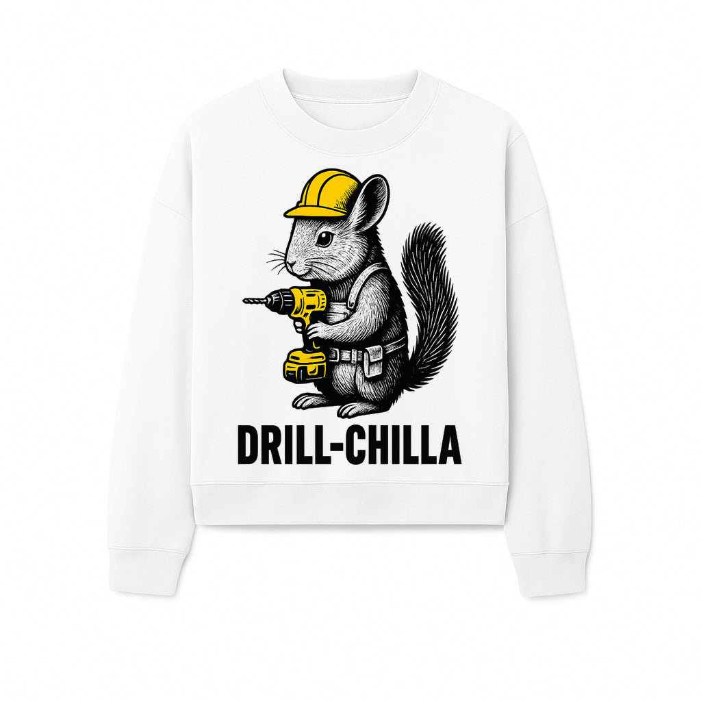 Charming Drill-Chilla Squirrel Graphic Tee | Funny Construction Worker Rodent Design | Cool Animal Pun Apparel - Sweatshirt 1757918437358.jpg